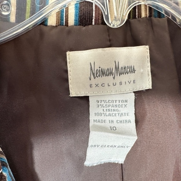 Vtg Neiman Marcus Women's Sz 10 Velour Striped Blazer Jacket Academic Y2K - Picture 11 of 12